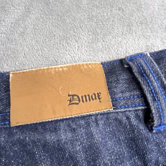 Dmax Jeans Mens 34x32 Blue Denim Baroque Embroidered Pockets Streetwear Y2K Goth - Picture 5 of 16